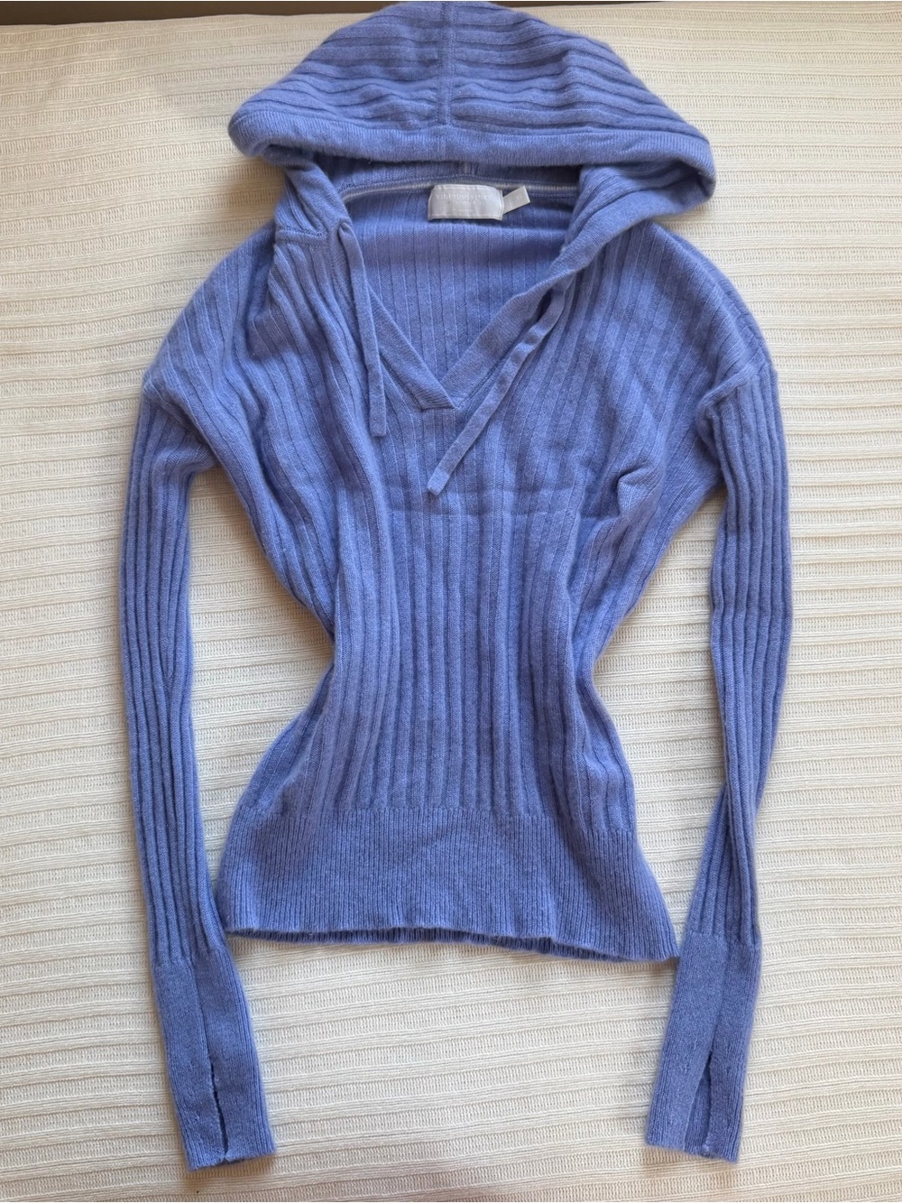 Vineyard Vines 100% Cashmere Lavender Ribbed Hooded Sweater - V-Neck Knit